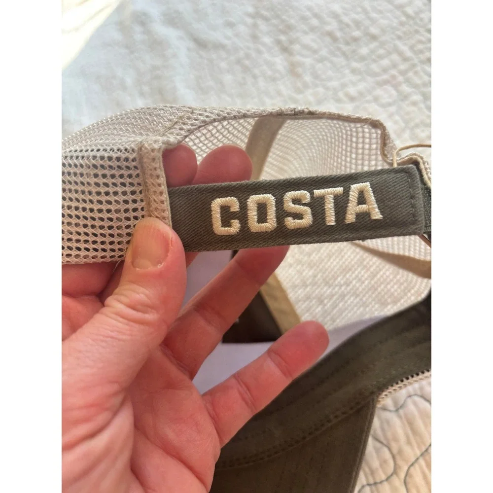 Costa Del Mar Mens Trucker Hat Olive Green Mesh Back Adjustable Fishing Cap